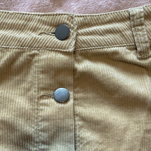 Light Brown/Cream Corduroy Button Skirt - Picture 2 of 4